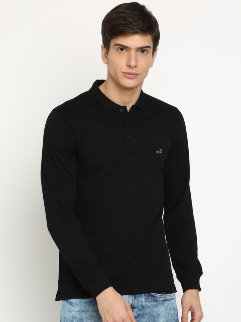 

Crocodile Men Black Solid Polo Collar T-shirt