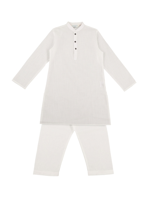 

Pantaloons Junior Boys Off-White Solid Kurta with Pyjamas