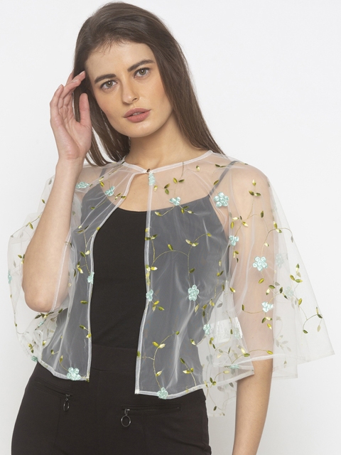 

Iti Women Off-White Embroidered Lightweight Cape
