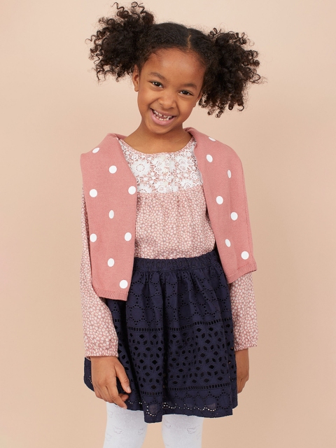 

H&M Girls Blue Skirt With Broderie Anglaise