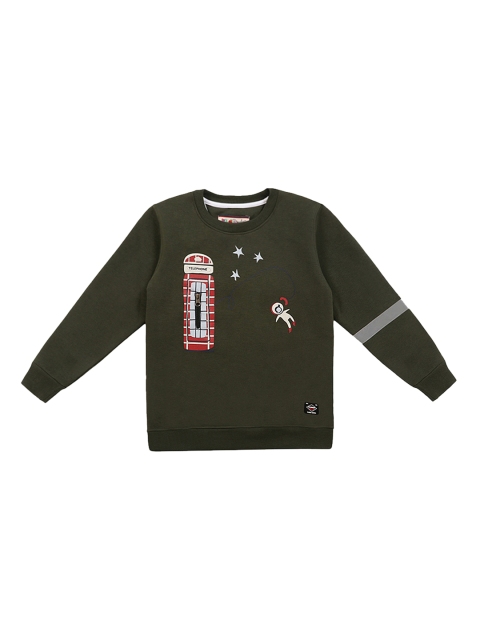 

Lil Tomatoes Boys Olive Green Printed Sweatshirt