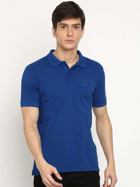 

Crocodile Men Blue Solid Polo Collar T-shirt