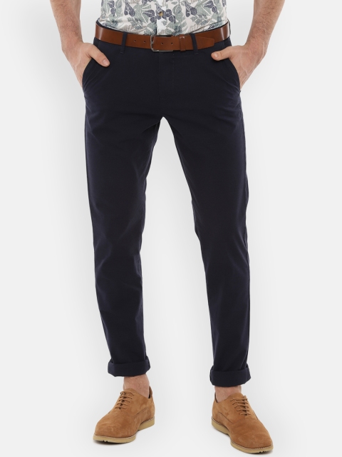 

Van Heusen Sport Men Navy Blue Slim Fit Checked Chinos
