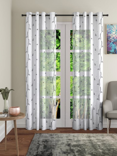 

Cortina White & Black Set of 2 Sheer Long Door Curtains