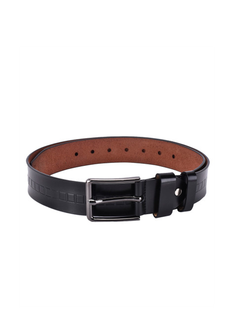

BuckleUp Men Black Solid Leather Belt