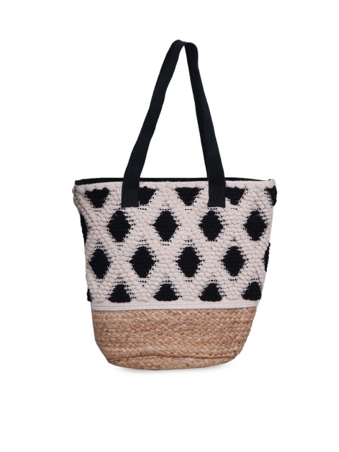 

Diwaah Black & White Self Design Tote Bag