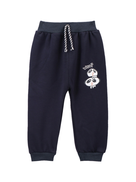 

LilPicks Boys Navy Blue Printed Straight-Fit Joggers