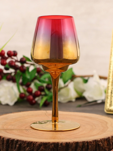 

Pure Home and Living Gold-Toned & Red Ombre Effect Candle Holder with Stem