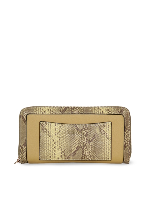 

ESBEDA Women Mustard Yellow Snakeskin Print Zip Around Wallet