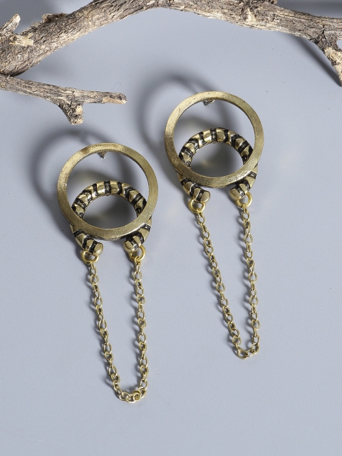 

Studio Voylla Gold Plated Oxidised Circular Drop Earrings