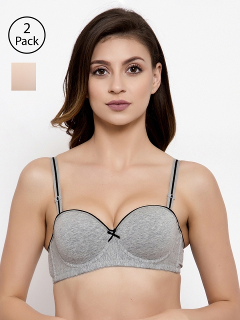 

Friskers Pack of 2 Solid Underwired Lightly Padded Balconette Bras O-537-04-09-32B, Beige