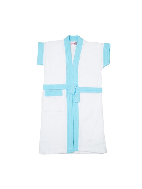

BUMZEE Kids White & Blue Colourblocked Bath Robe