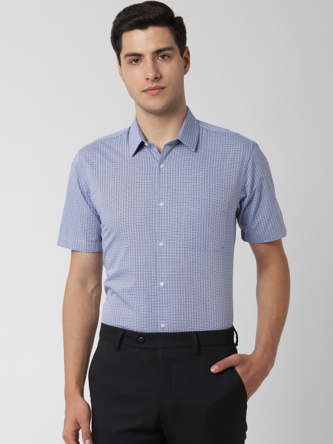 

Peter England Men Blue Regular Fit Self Design Formal Shirt