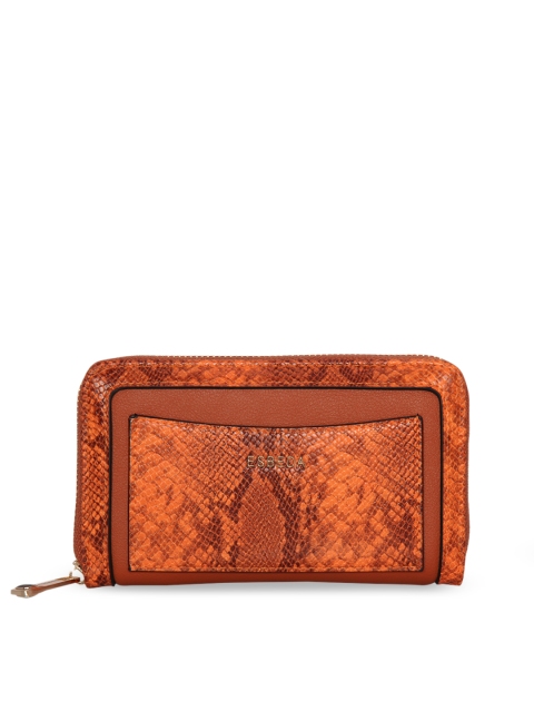 

ESBEDA Women Orange Snakeskin Print Zip Around Wallet