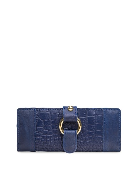 

Hidesign Women Blue Crocodile Skin Textured Leather Two Fold Wallet