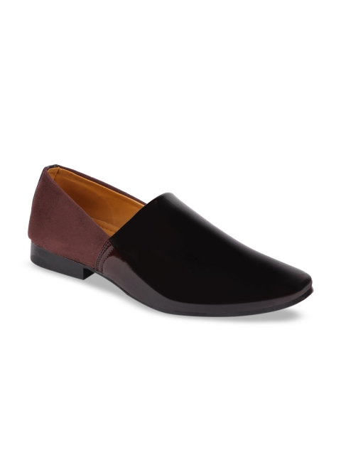

FAUSTO Men Brown Solid Formal Slip-On Shoes, Black