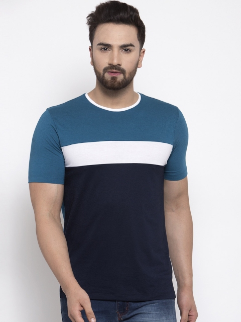 

Kalt Men Teal Colourblocked Round Neck T-shirt
