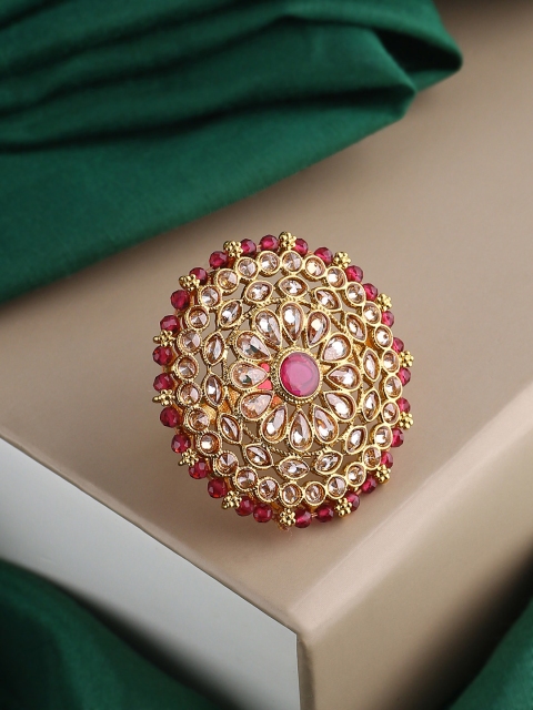 

Voylla Women Red Gold-Plated Handcrafted Embellished Ring