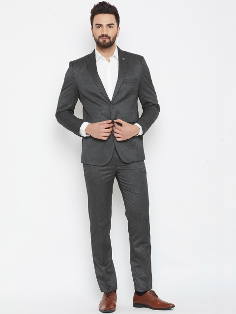 

Canary London Men Charcoal Grey Solid Slim-Fit Single-Breasted Formal Suit