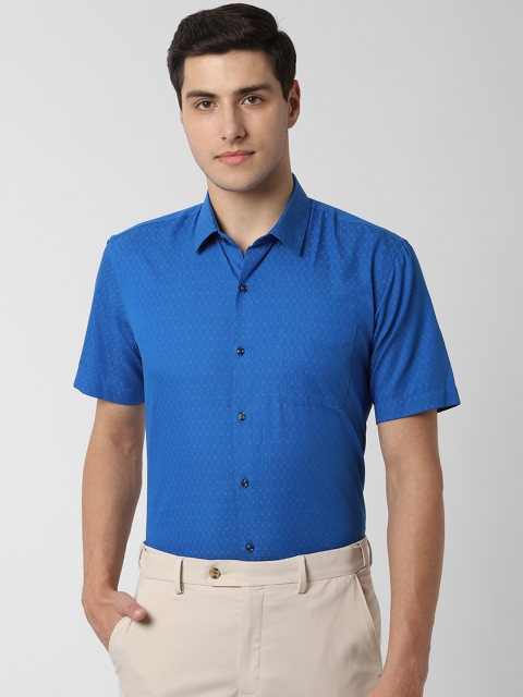 

Peter England Men Blue Regular Fit Self Design Formal Shirt