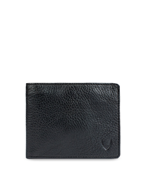 

Hidesign Men Black Solid Two Fold Leather RFID Protected Wallet