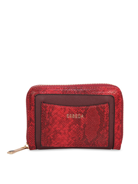 

ESBEDA Women Burgundy Printed Zip Around Wallet