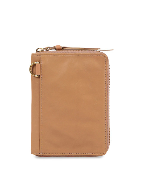 

Hidesign Men Tan Brown Solid Zip Around Leather Wallet
