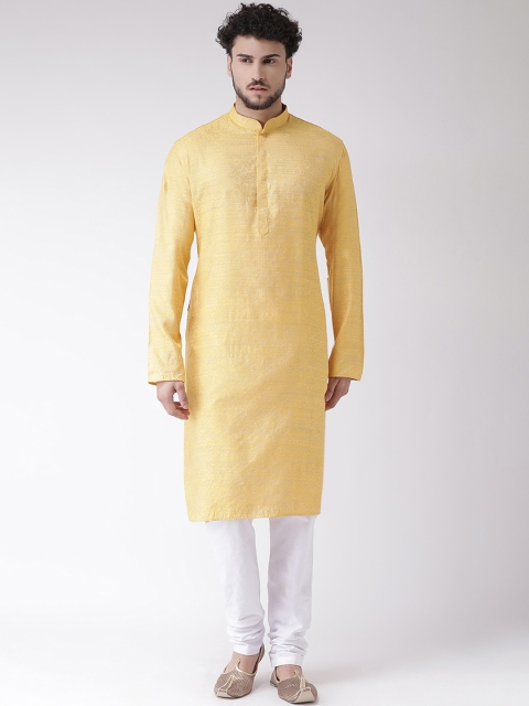 

TABARD Men Yellow Woven Design Straight Kurta