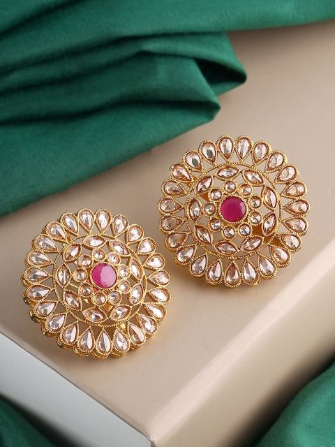 

Voylla Gold-Plated & Red Circular Handcrafted Studs