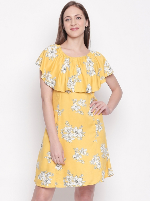 

Honey by Pantaloons Women Yellow Floral Printed Fit and Flare Dress