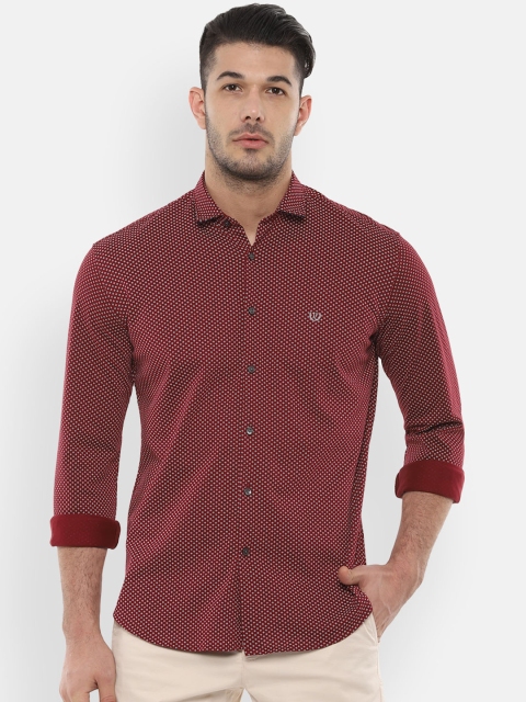 

Van Heusen Sport Men Maroon & White Slim Fit Printed Casual Shirt