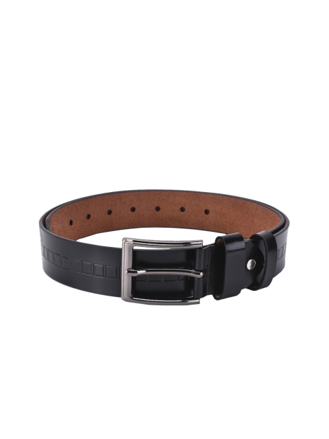 

BuckleUp Men Black Solid Leather Belt