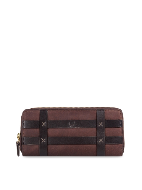 

Hidesign Women Tan Brown & Coffee Brown Textured Zip Around Wallet