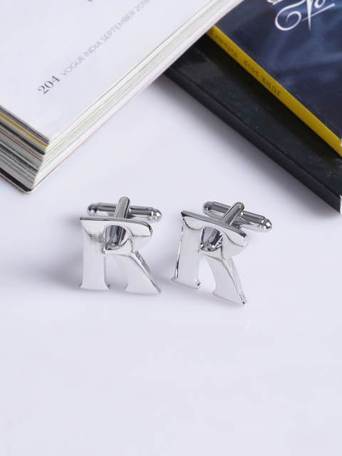 

Tistabene Rhodium-Plated Silver-Toned Alphabet Cufflinks