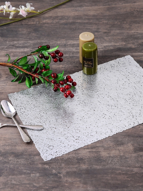 

Pure Home and Living Set of 6 Silver-Toned Solid Rectangular Table Placemats