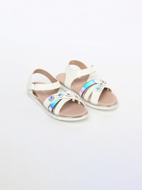 

Fame Forever by Lifestyle Girls Off-White Applique Detail Open Toe Flats