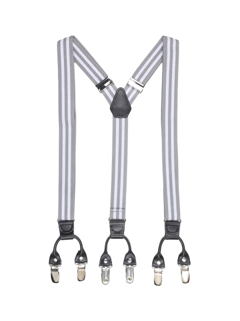 

Alvaro Castagnino Men White & Grey Striped Suspenders
