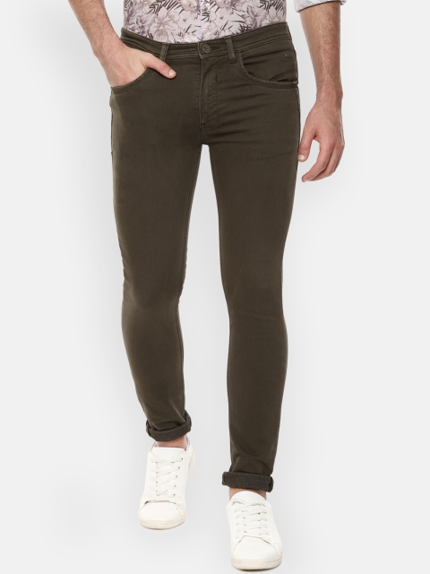 

V Dot Men Olive Green Skinny Fit Mid-Rise Clean Look Stretchable Jeans
