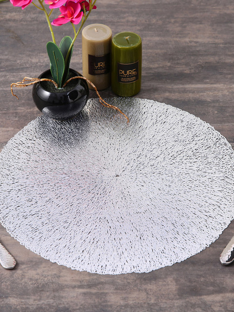 

Pure Home and Living Set of 6 Silver-Toned Solid Round Table Placemats