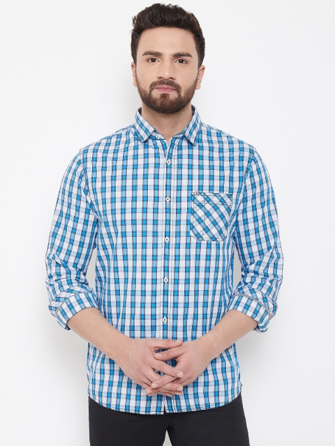 

Canary London Men Blue & Off-White Slim Fit Checked Casual Shirt