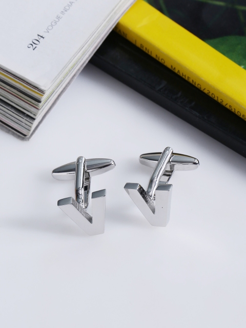 

Tistabene Rhodium-Plated Silver-Toned Alphabet Cufflinks