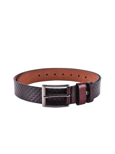 

BuckleUp Men Coffee Brown Textured Wide Belt