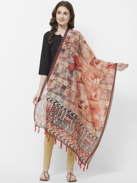 

Faserz Rust Orange Digital Printed Dupatta
