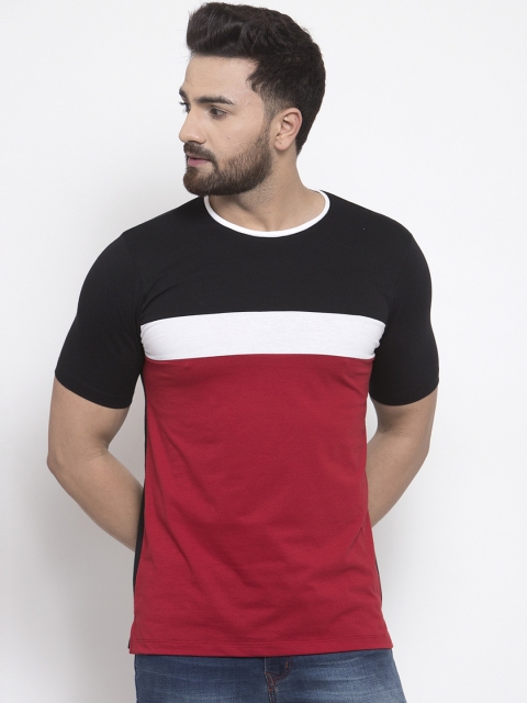 

Kalt Men Black & Red Colourblocked Round Neck T-shirt