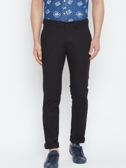 

Canary London Men Black Smart Slim Fit Solid Chinos