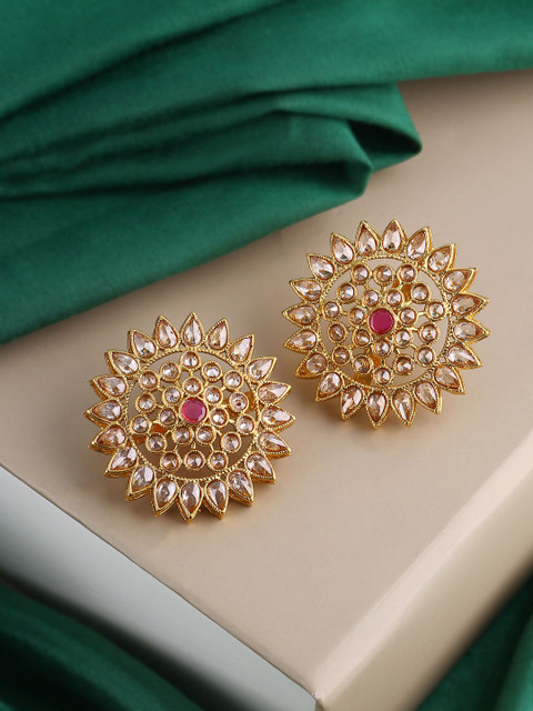 

Voylla Gold-Toned & Red Circular Studs