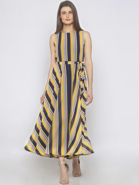 

Iti Women Yellow Striped Maxi Dress
