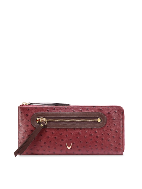 

Hidesign Women Maroon Textured Leather Zip Around Wallet
