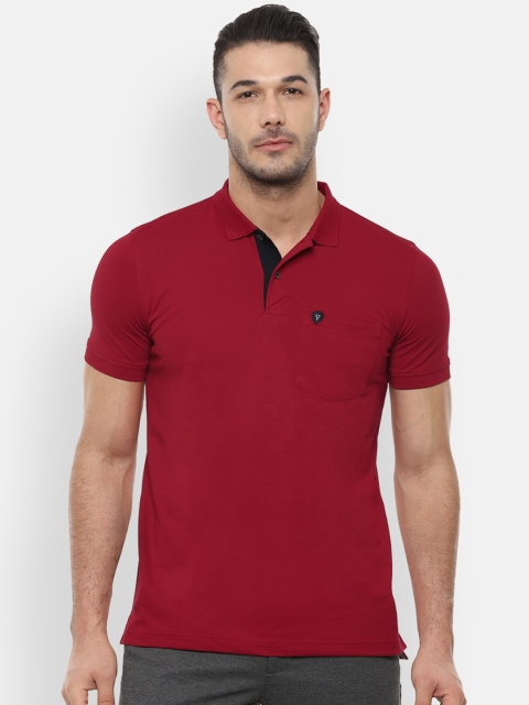 

Van Heusen Sport Men Maroon Solid Polo Collar T-shirt