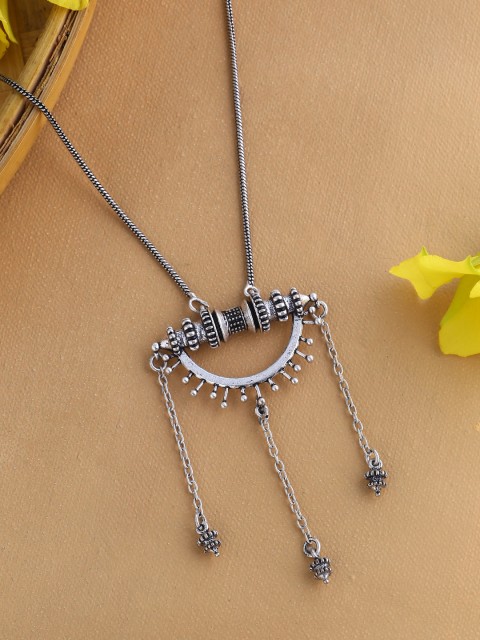 

Voylla Oxidised Silver-Plated Pendant With Chain